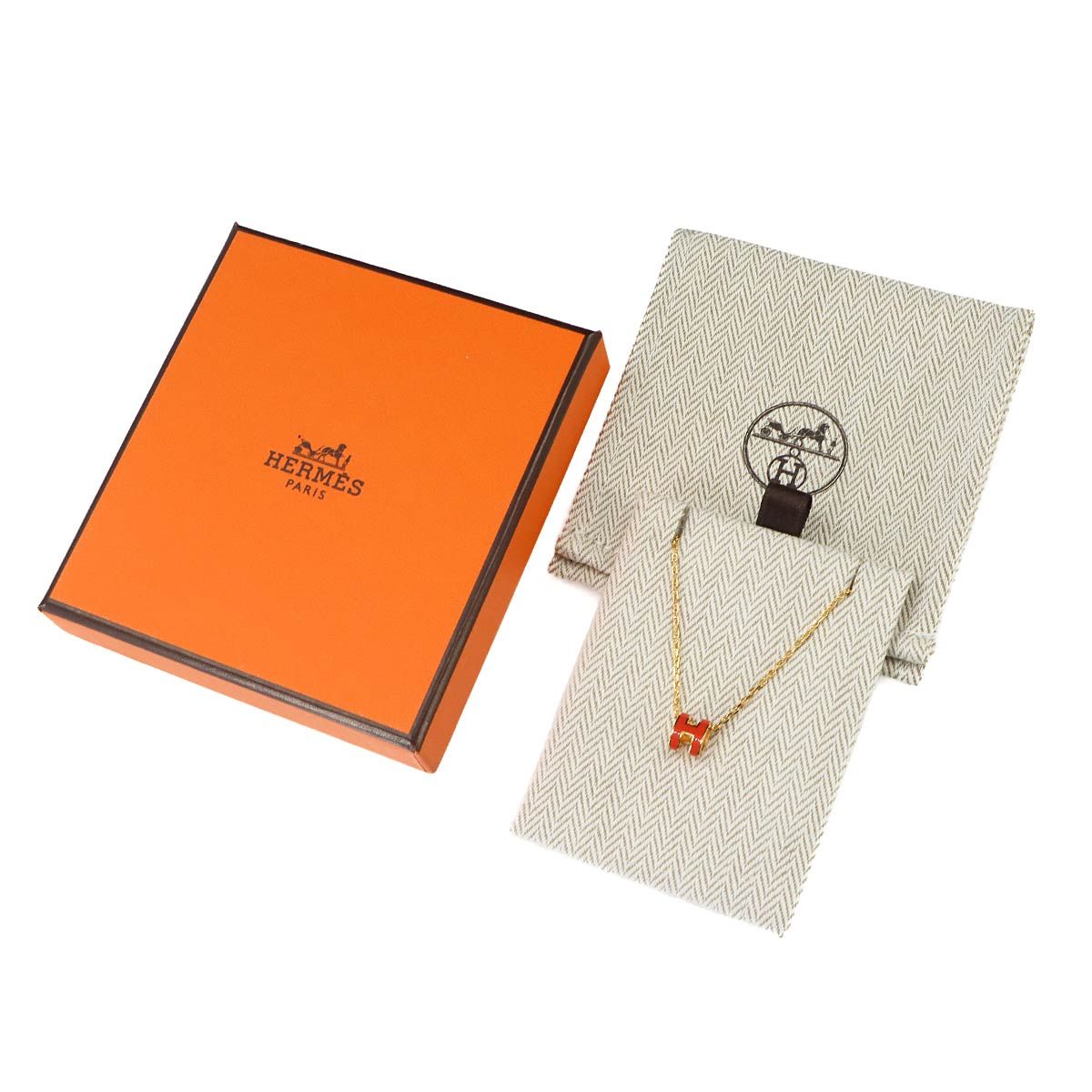 Hermes Mini Pop H Necklace Orange Gold — view 2