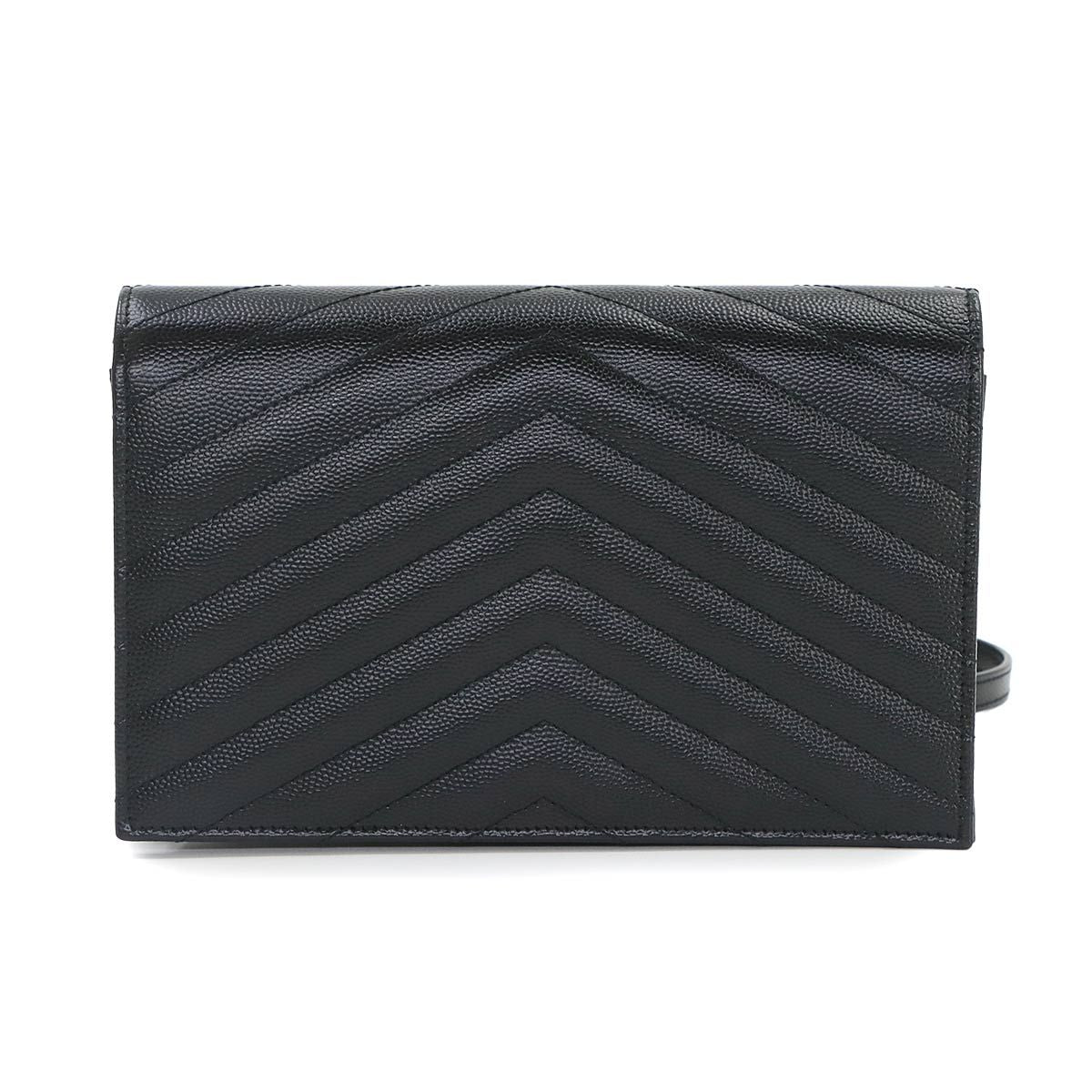 Saint Laurent Cassandra Envelope Chain Wallet Leather Black Shoulder Bag — view 2