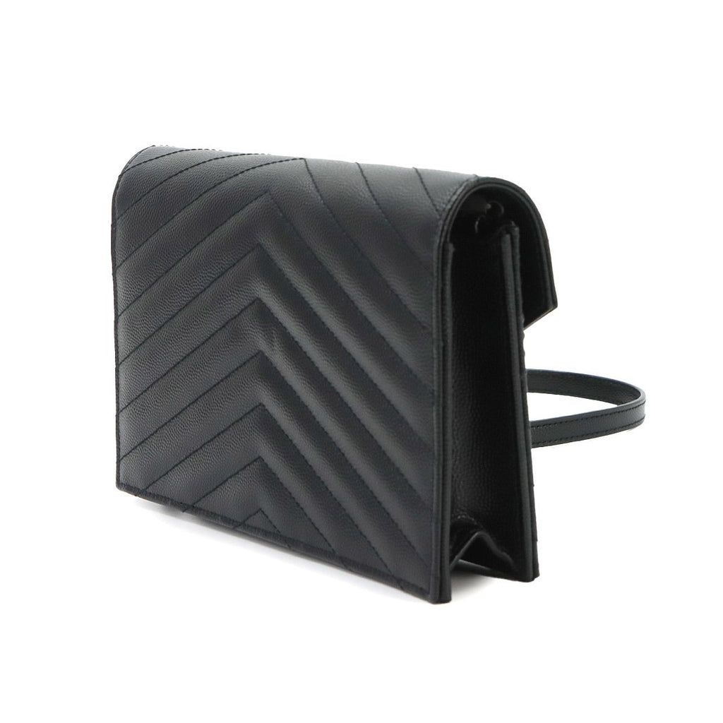 Saint Laurent Cassandra Envelope Chain Wallet Leather Black Shoulder Bag — view 3