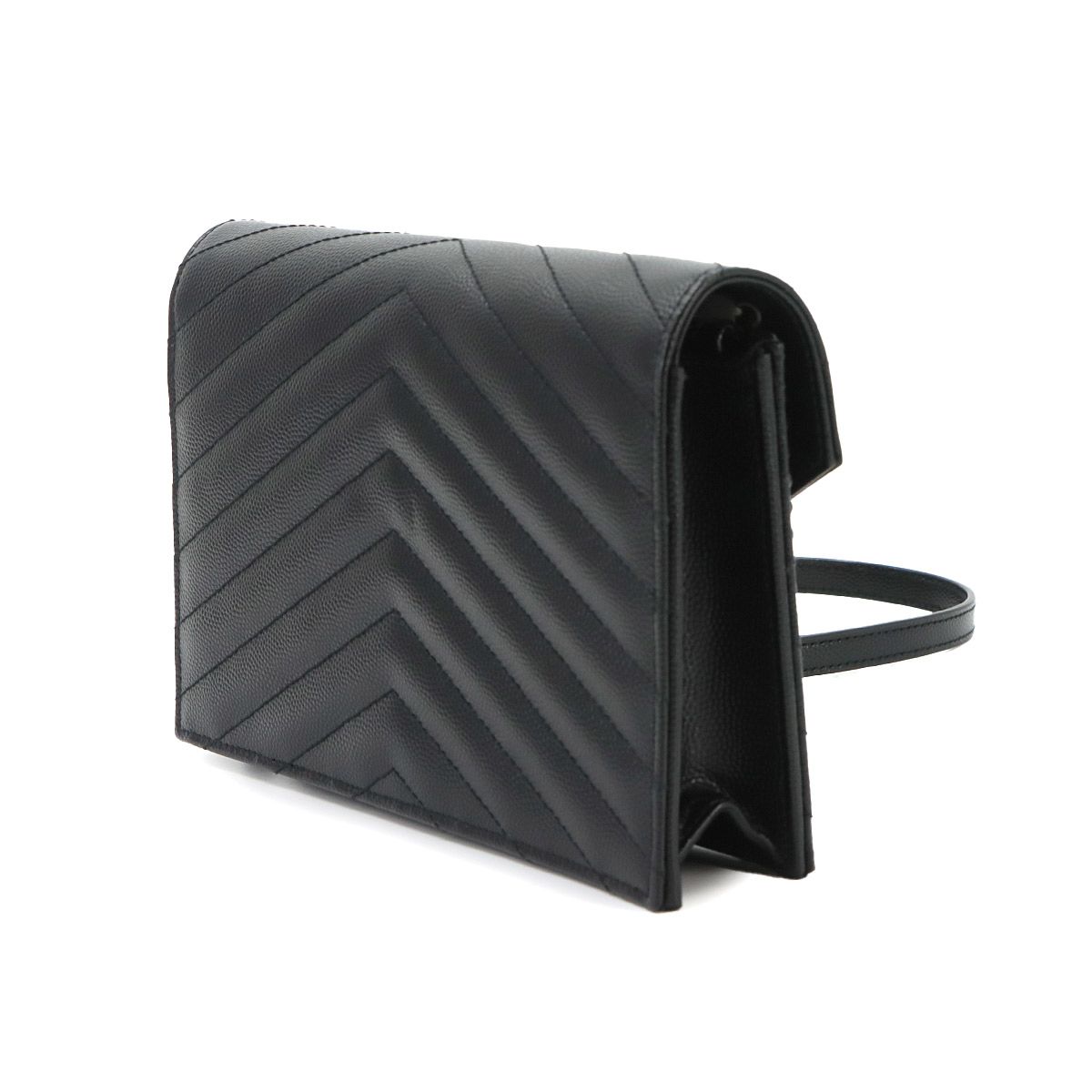 Saint Laurent Cassandra Envelope Chain Wallet Leather Black Shoulder Bag — view 3
