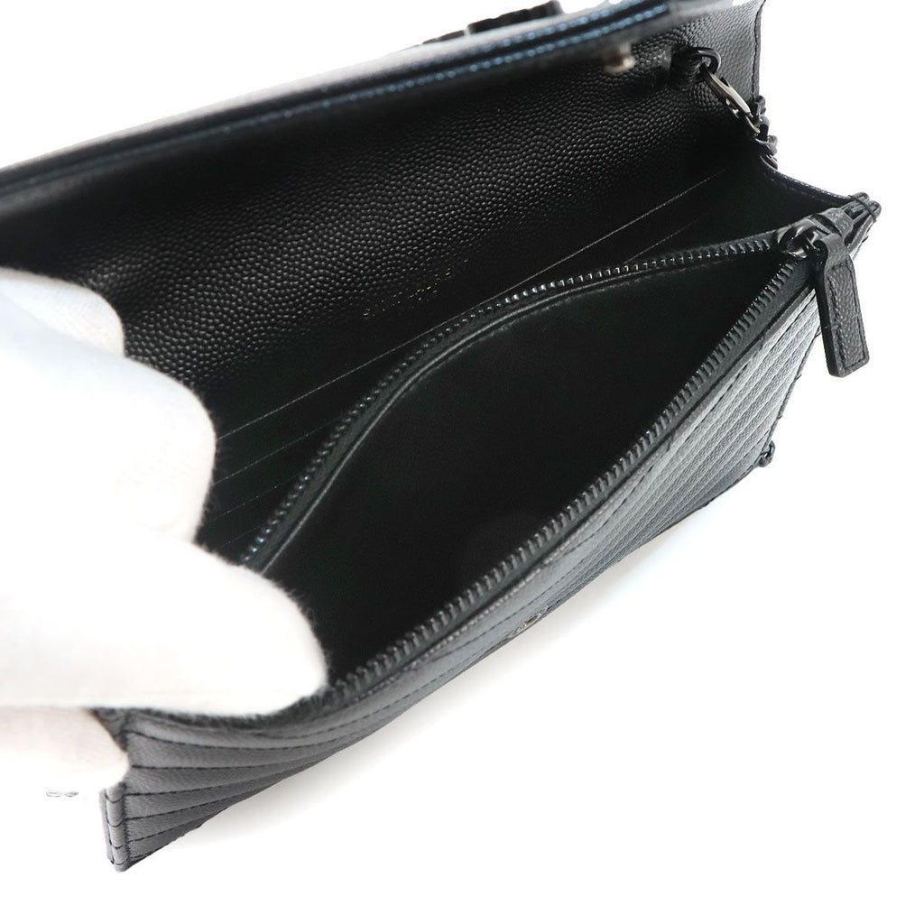 Saint Laurent Cassandra Envelope Chain Wallet Leather Black Shoulder Bag — view 7