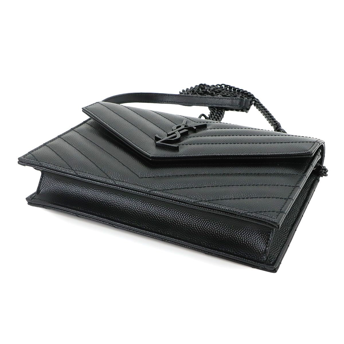 Saint Laurent Cassandra Envelope Chain Wallet Leather Black Shoulder Bag — view 4