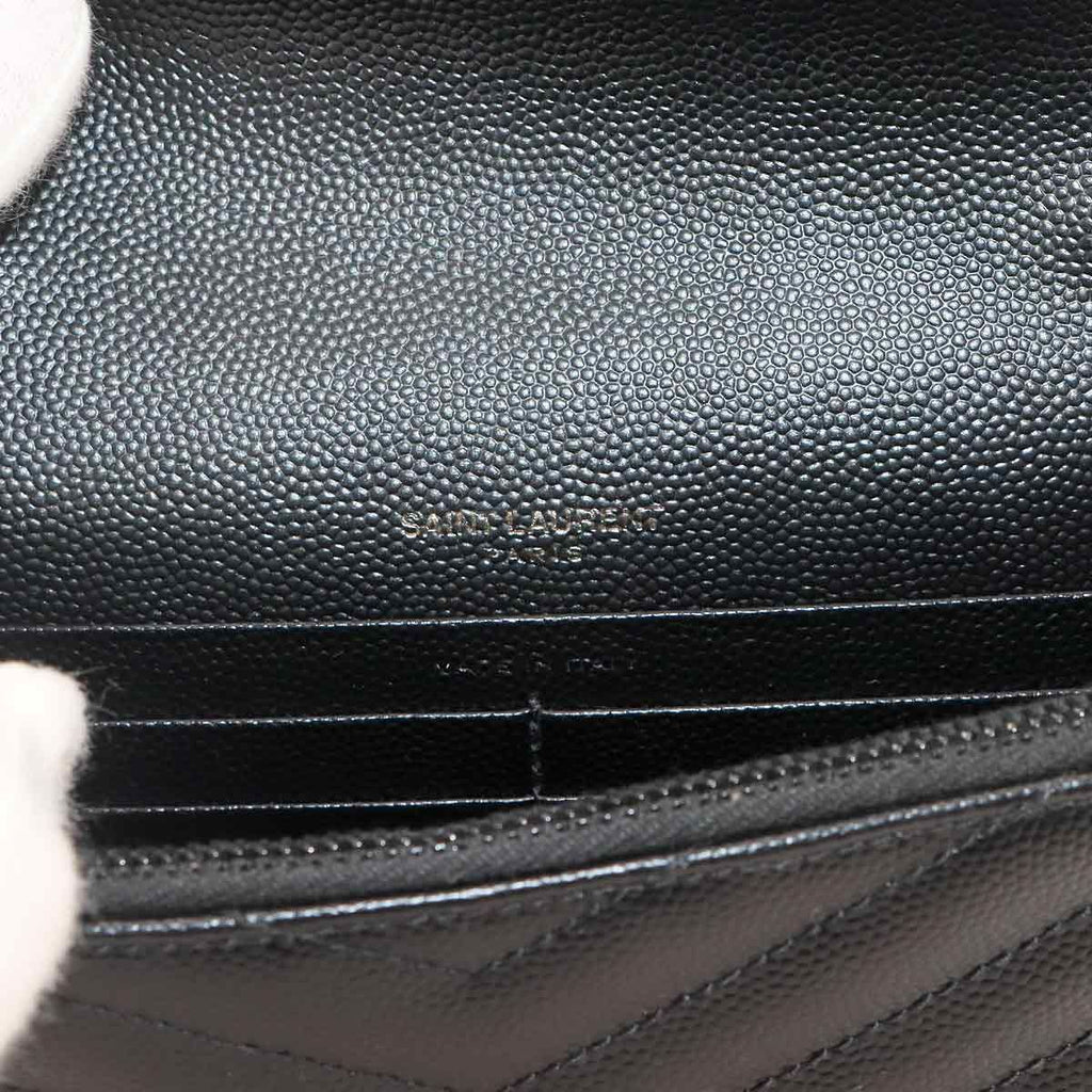 Saint Laurent Cassandra Envelope Chain Wallet Leather Black Shoulder Bag — view 8