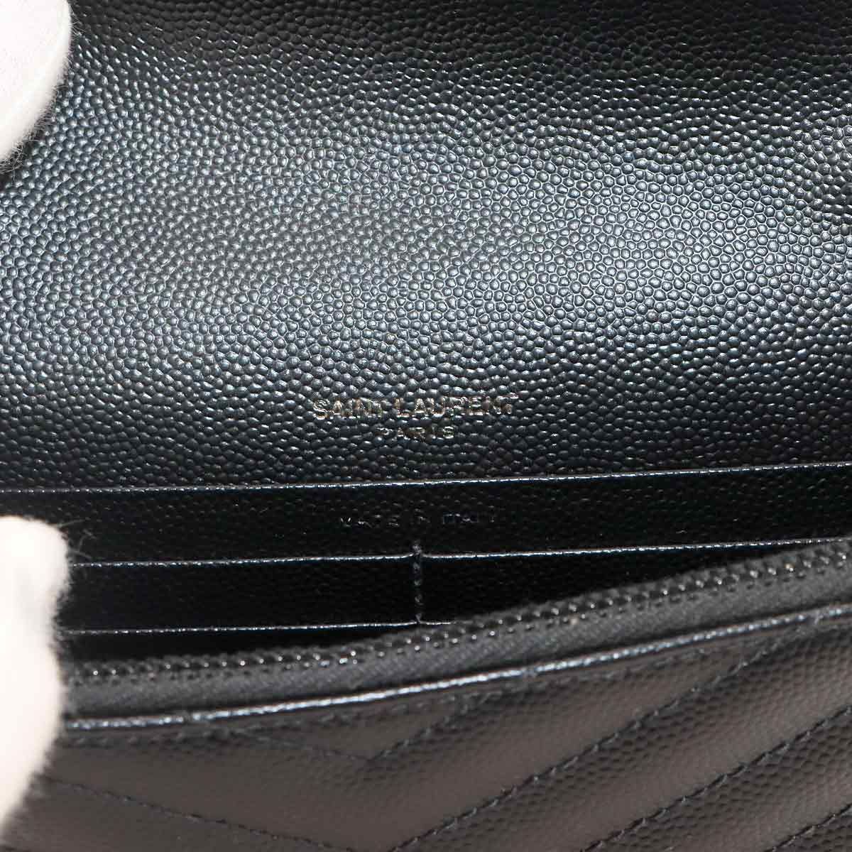 Saint Laurent Cassandra Envelope Chain Wallet Leather Black Shoulder Bag — view 8
