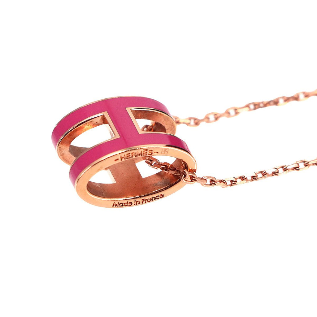 Hermes Pop H Necklace Rose Pink Gold — view 3