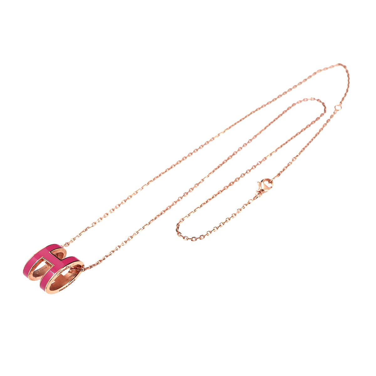 Hermes Pop H Necklace Rose Pink Gold — view 2