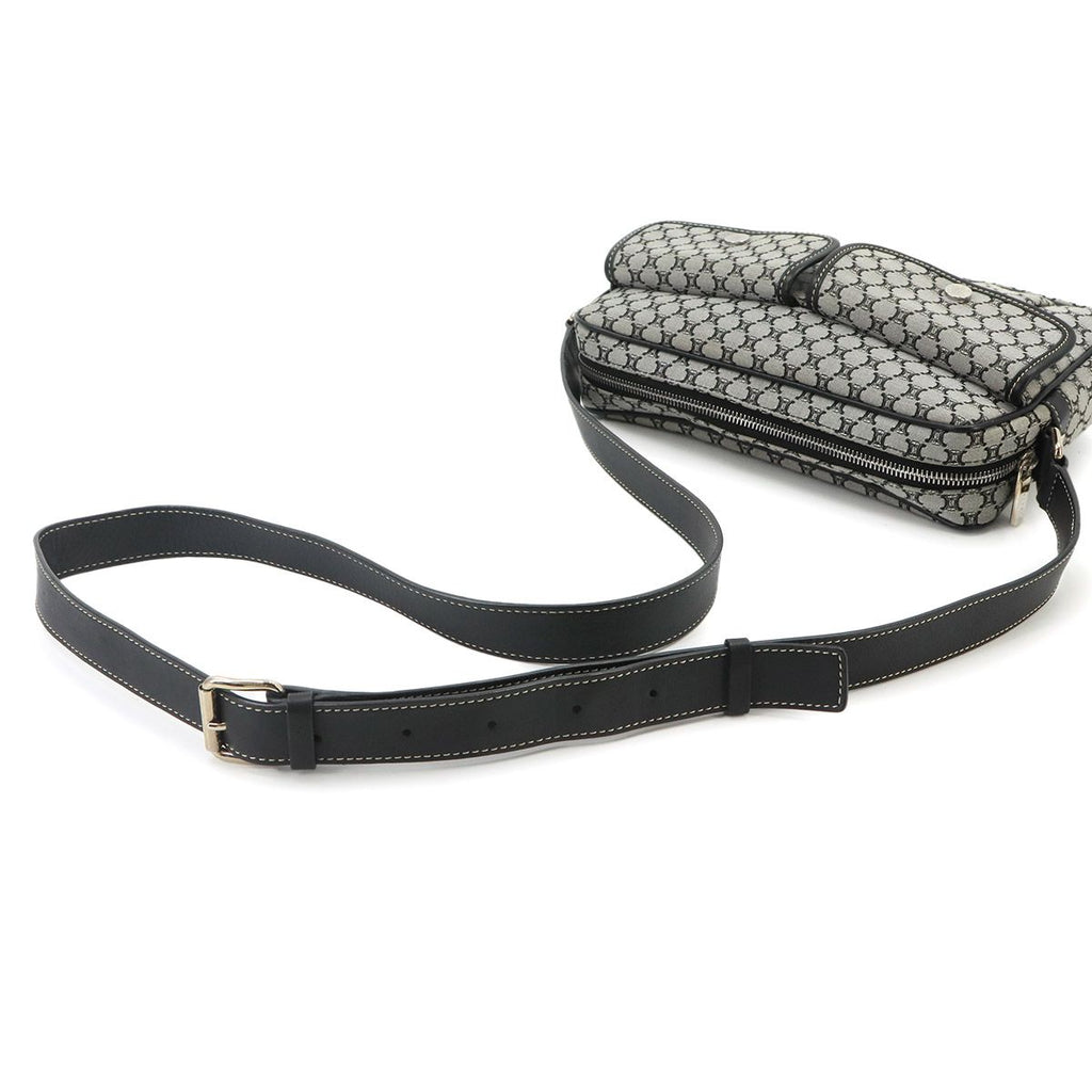 Celine Macadam Shoulder Bag Canvas Leather Gray Black Silver — view 5