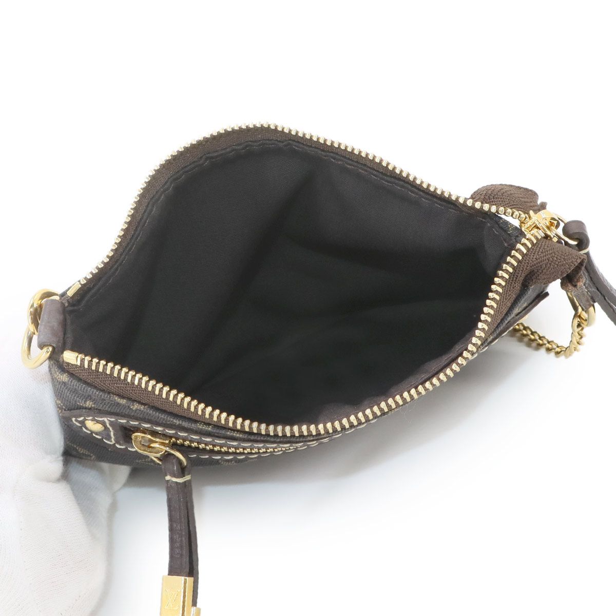 Louis Vuitton Monogram Mini Lin Pochette Accessoires Handbag Ebene — view 6