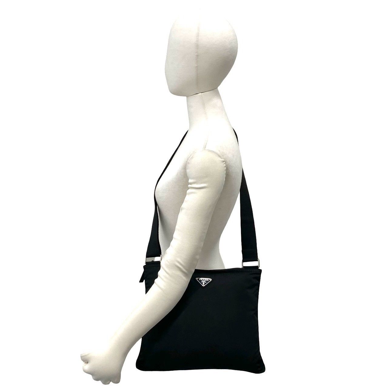 Prada Triangle Logo Tessuto Nylon Shoulder Bag Crossbody Pochette Black — view 2