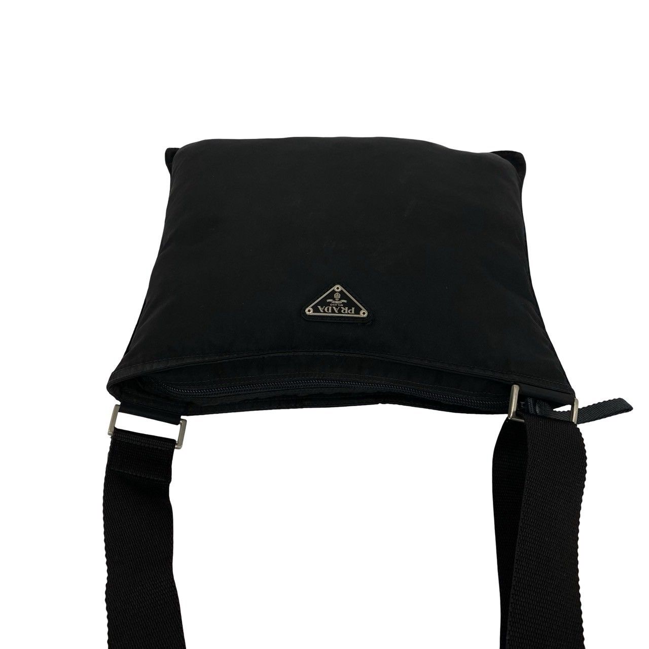 Prada Triangle Logo Tessuto Nylon Shoulder Bag Crossbody Pochette Black — view 4