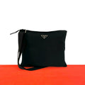 Prada Triangle Logo Tessuto Nylon Shoulder Bag Crossbody Pochette Black