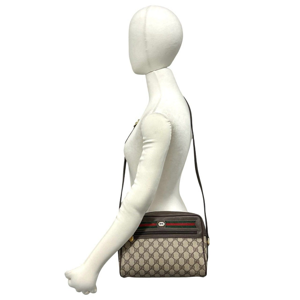 Gucci Vintage Sherry Line GG Logo Pattern Leather Shoulder Bag Pochette Brown — view 2