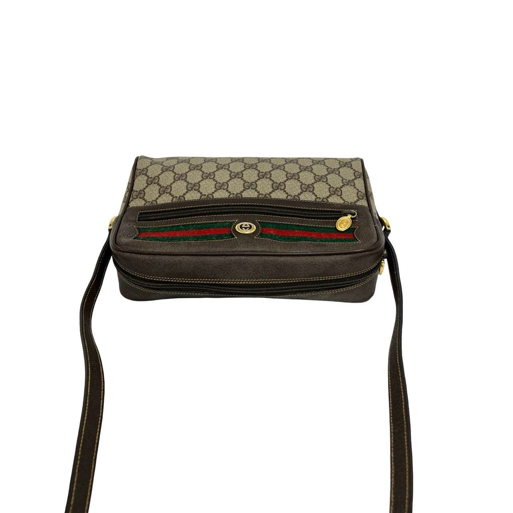 Gucci Vintage Sherry Line GG Logo Pattern Leather Shoulder Bag Pochette Brown — view 4