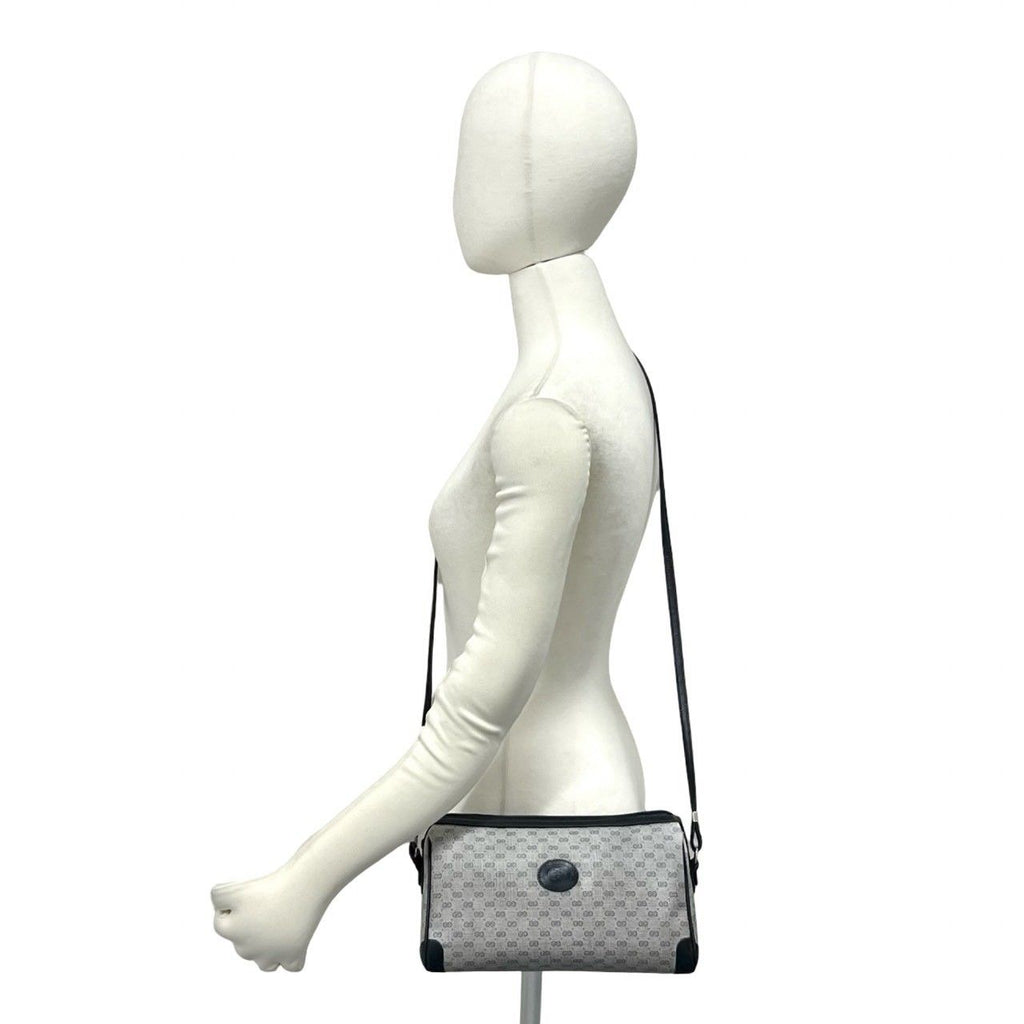Gucci Vintage Micro GG Logo Leather Shoulder Bag Pochette Navy — view 2