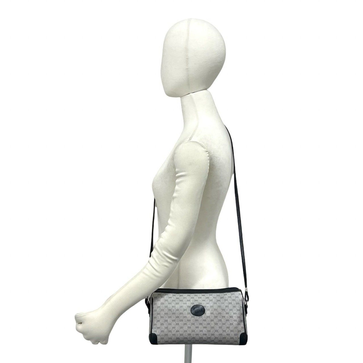 Gucci Vintage Micro GG Logo Leather Shoulder Bag Pochette Navy — view 2