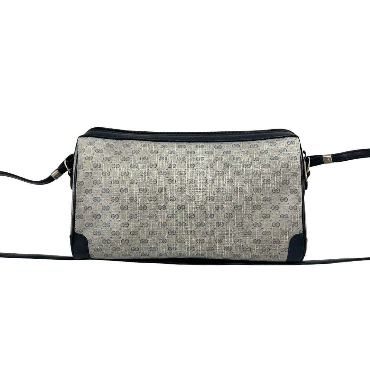 Gucci Vintage Micro GG Logo Leather Shoulder Bag Pochette Navy — view 3