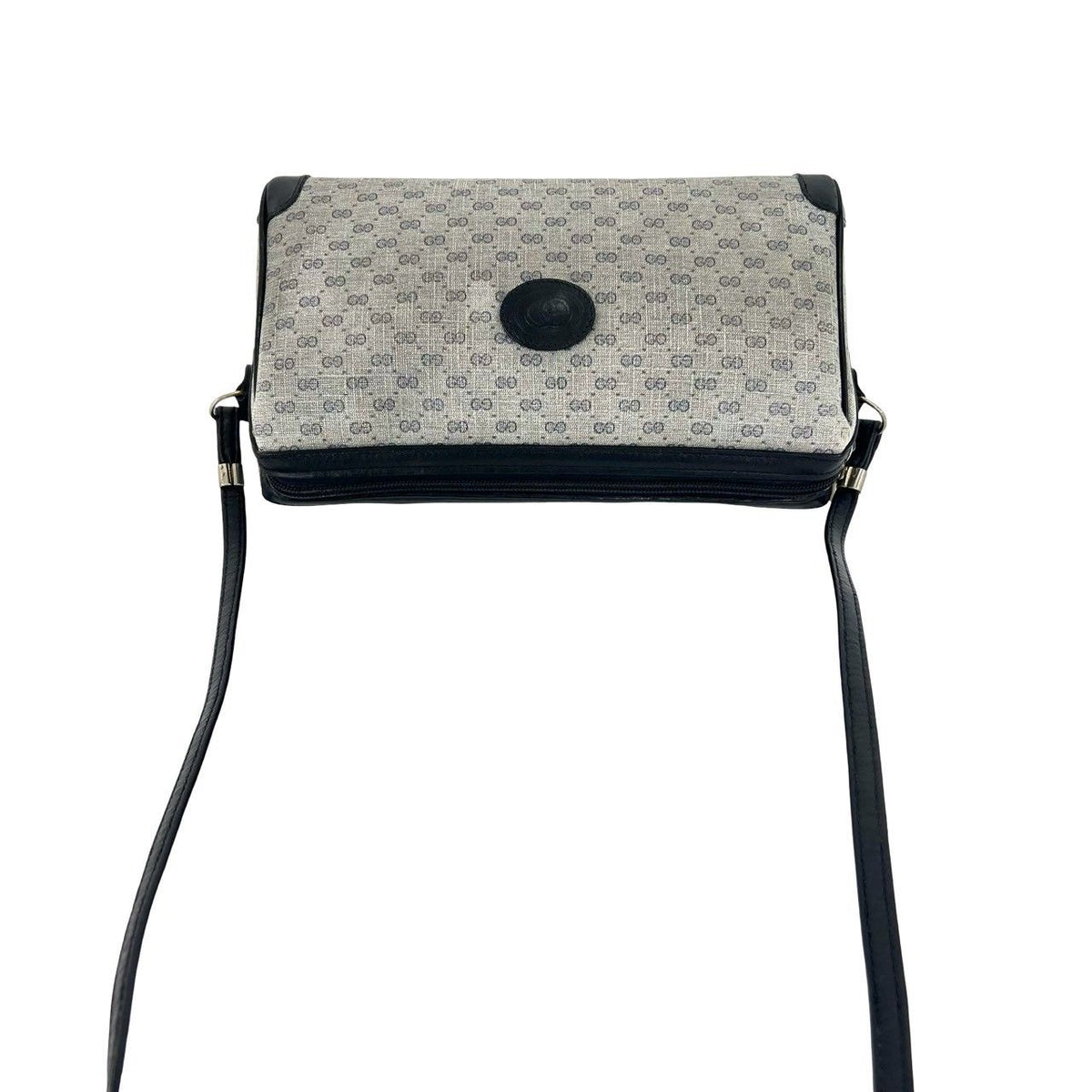 Gucci Vintage Micro GG Logo Leather Shoulder Bag Pochette Navy — view 4