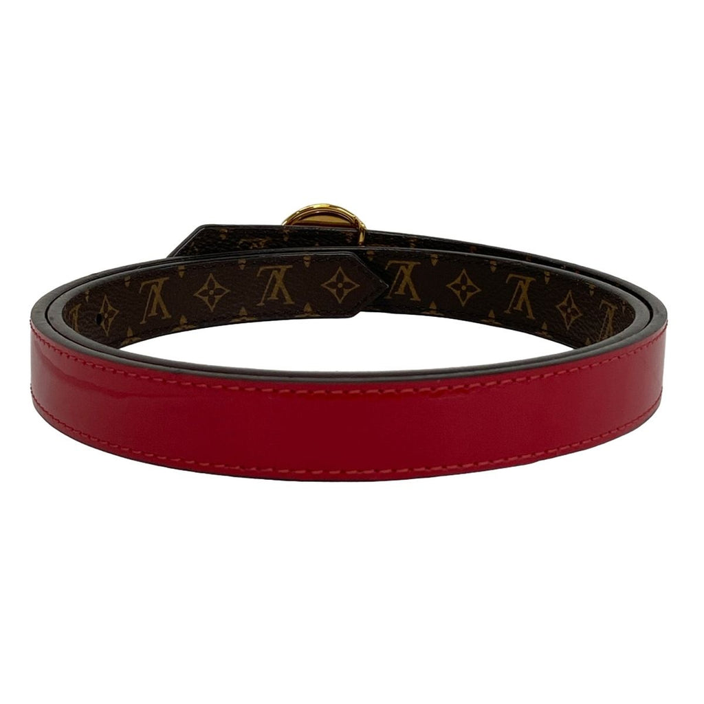 Louis Vuitton Belt Monogram 80/32 Ceinture LV Circle Dark Brown Red Gold — view 2