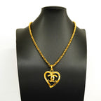 Chanel Necklace Vintage CC Logo Heart Motif Gold Plated — view 6