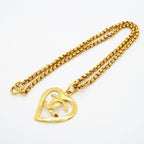 Chanel Necklace Vintage CC Logo Heart Motif Gold Plated — view 3