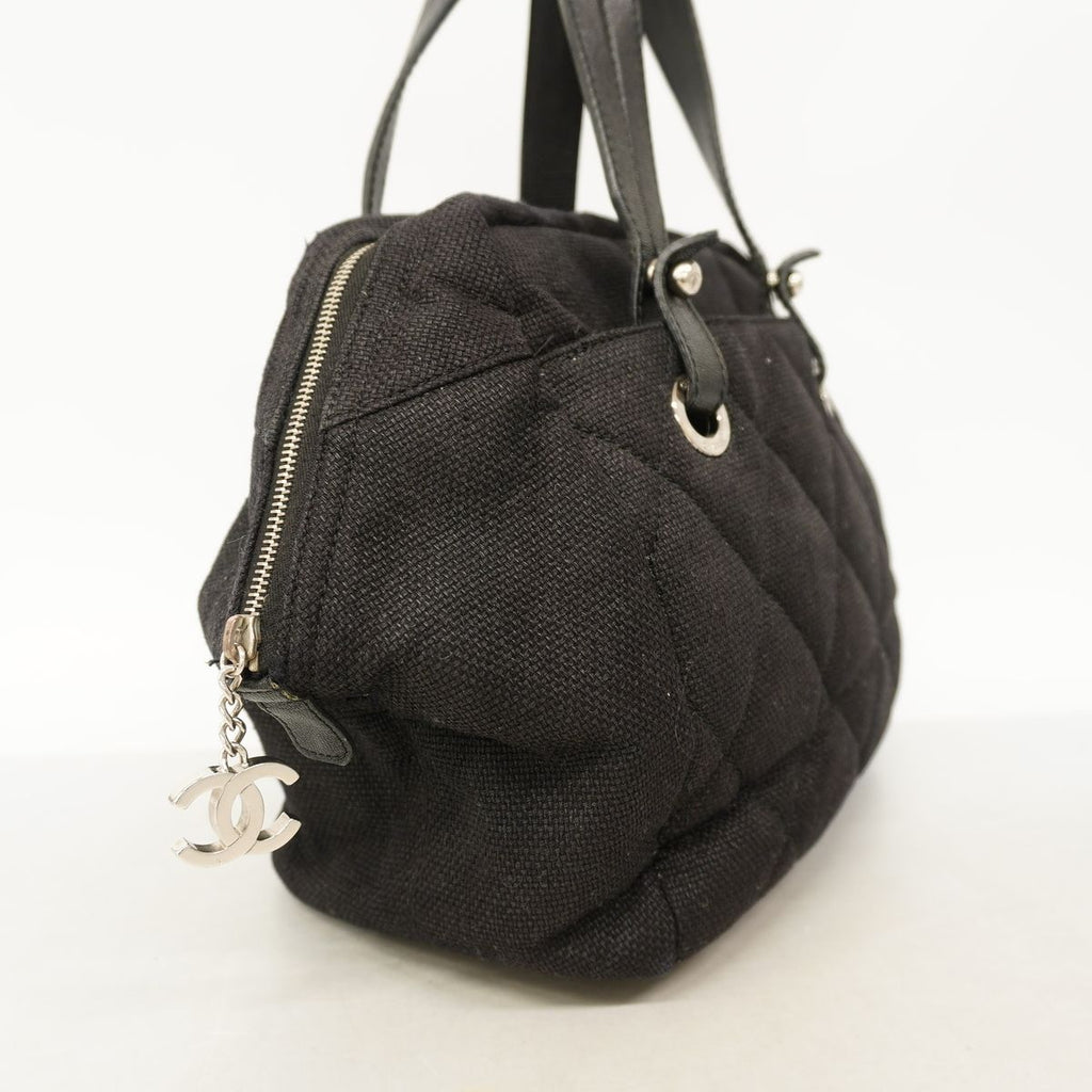 Chanel Tote Bag Paris Biarritz Tweed Black Silver — view 2