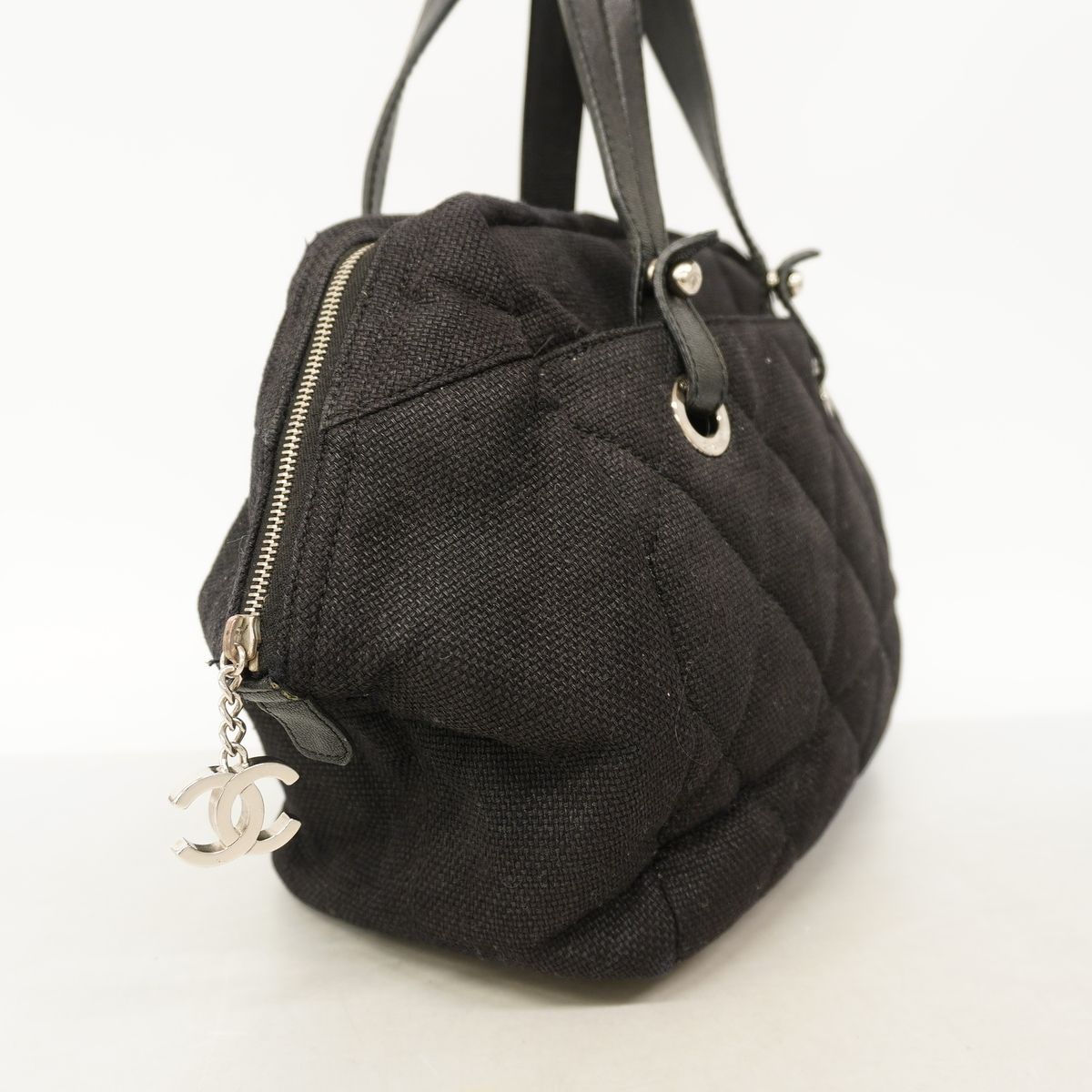 Chanel Tote Bag Paris Biarritz Tweed Black Silver — view 2