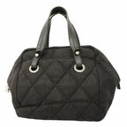 Chanel Tote Bag Paris Biarritz Tweed Black Silver