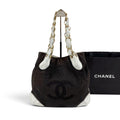 Chanel Big Coco Chain Shoulder Bag Black White Jumbo CC Logo Palm Tree