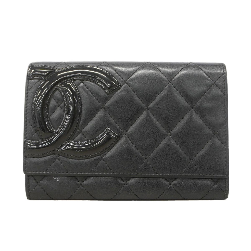 Chanel Wallet Cambon Lambskin Black Silver