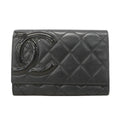 Chanel Wallet Cambon Lambskin Black Silver