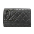 Chanel Wallet Cambon Lambskin Black Silver