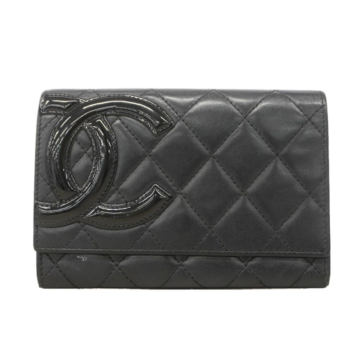 Chanel Wallet Cambon Lambskin Black Silver