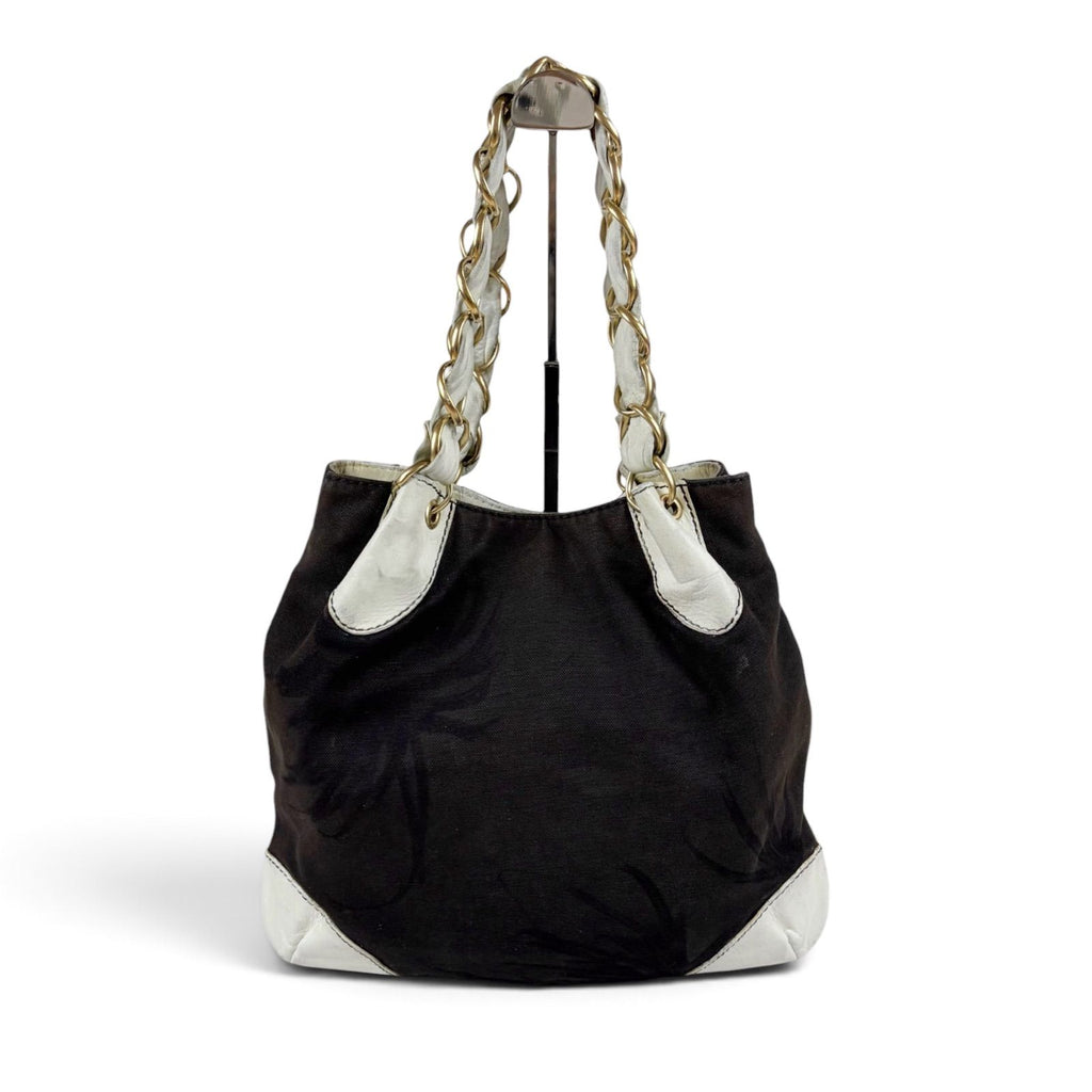 Chanel Big Coco Chain Shoulder Bag Black White Jumbo CC Logo Palm Tree — view 3