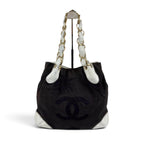 Chanel Big Coco Chain Shoulder Bag Black White Jumbo CC Logo Palm Tree — view 2