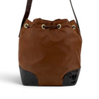 Prada Triangle Logo Shoulder Bag Drawstring Brown Tessuto Nylon — view 4