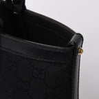 Gucci GG Pattern Canvas Tote Shoulder Bag Black Gold — view 8