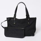Gucci GG Pattern Canvas Tote Shoulder Bag Black Gold