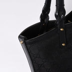 Gucci GG Pattern Canvas Tote Shoulder Bag Black Gold — view 6