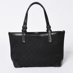 Gucci GG Pattern Canvas Tote Shoulder Bag Black Gold — view 3