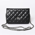 Chanel Chain Wallet CC Logo Caviar Leather Black Silver Shoulder Bag