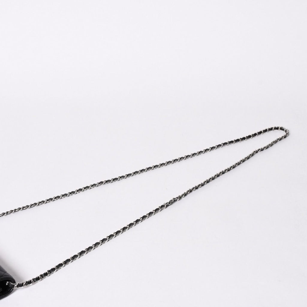 Chanel Chain Wallet CC Logo Caviar Leather Black Silver Shoulder Bag — view 4