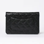 Chanel Chain Wallet CC Logo Caviar Leather Black Silver Shoulder Bag — view 2