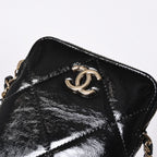 Chanel Chain Shoulder Shiny Patent Leather Quilted CC Logo Phone Case — view 6