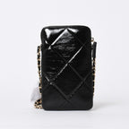 Chanel Chain Shoulder Shiny Patent Leather Quilted CC Logo Phone Case — view 3