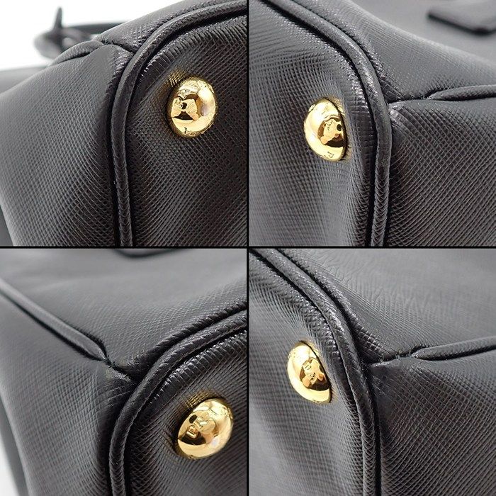 Prada Shoulder Bag Galleria Black Saffiano Lu Leather Gold — view 8