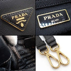 Prada Shoulder Bag Galleria Black Saffiano Lu Leather Gold — view 7