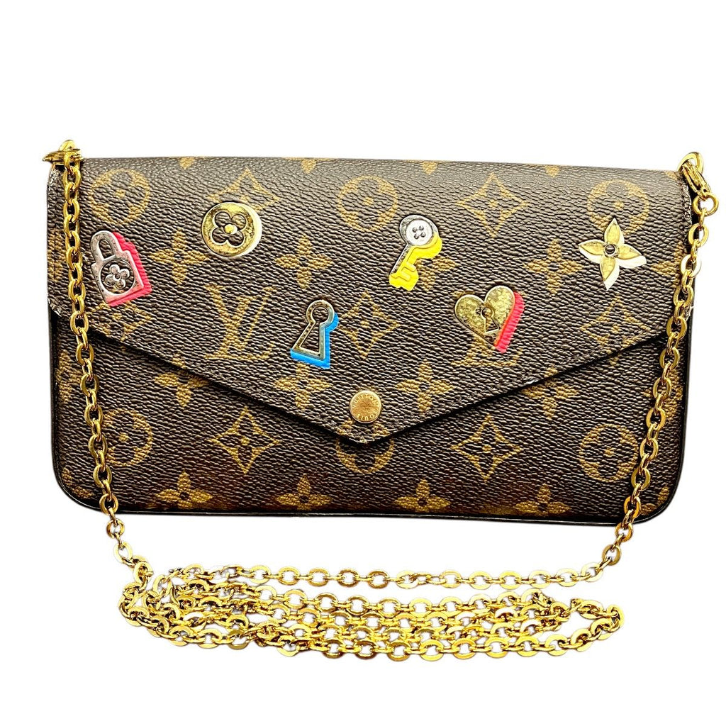 Louis Vuitton Pochette Felice Monogram Love Lock Shoulder Bag Canvas