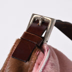 Fendi Mamma Baguette Calf Hair Leather Shoulder Bag Pink Brown Silver — view 8