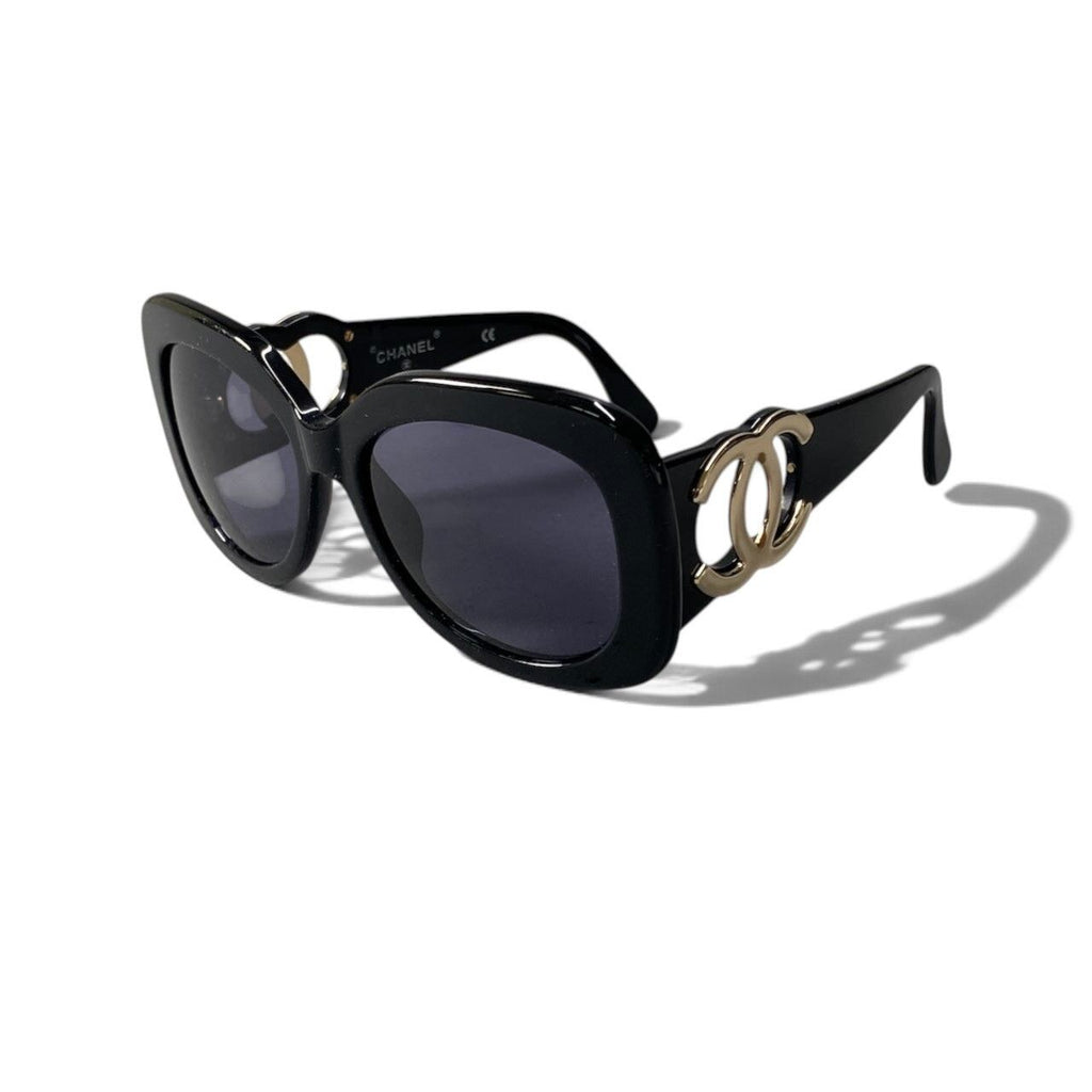 Chanel CC Logo Sunglasses Eyewear Black Gold