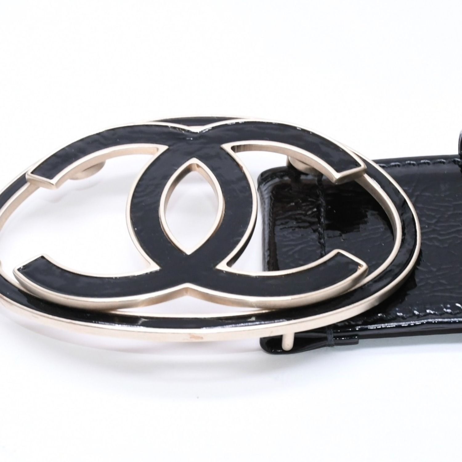 Chanel CC Logo Buckle Leather Belt 04 Metal Frame Black — view 6